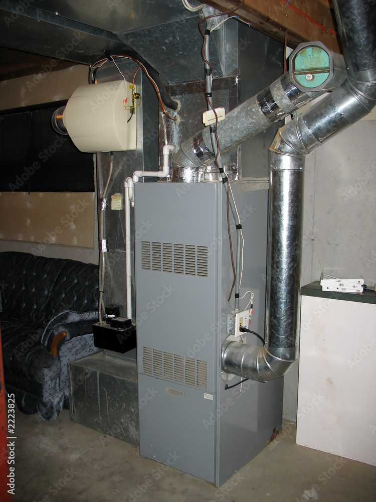 up close view of furnace in basement